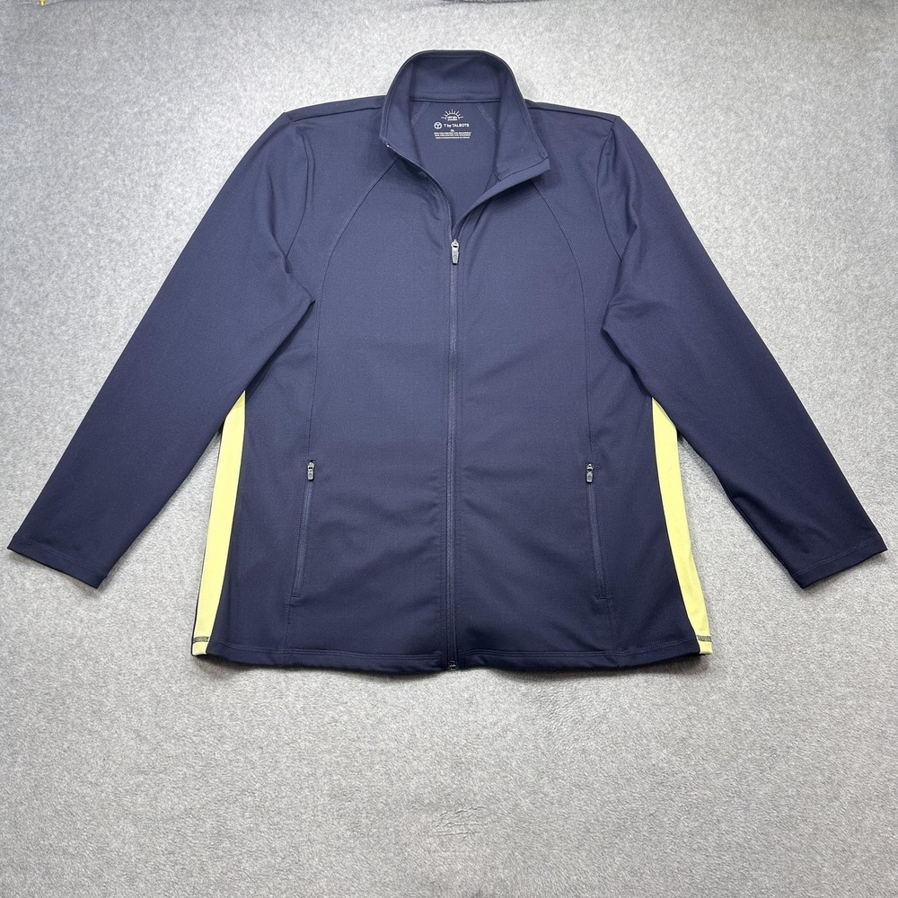T By Talbots Jacket Womens XL Navy Full Zip UPF 50 Stretch Athletic Track Active